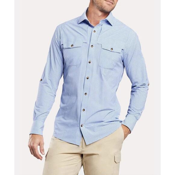 Peter Millar Gulf Vented Boat Fishing UPF Sun Shirt Button Down Gingham XL - Picture 1 of 10